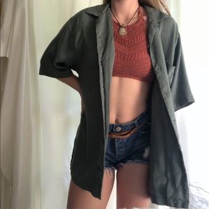 Small Tommy Bahama 100% Silk Green Hawaiian Shirt